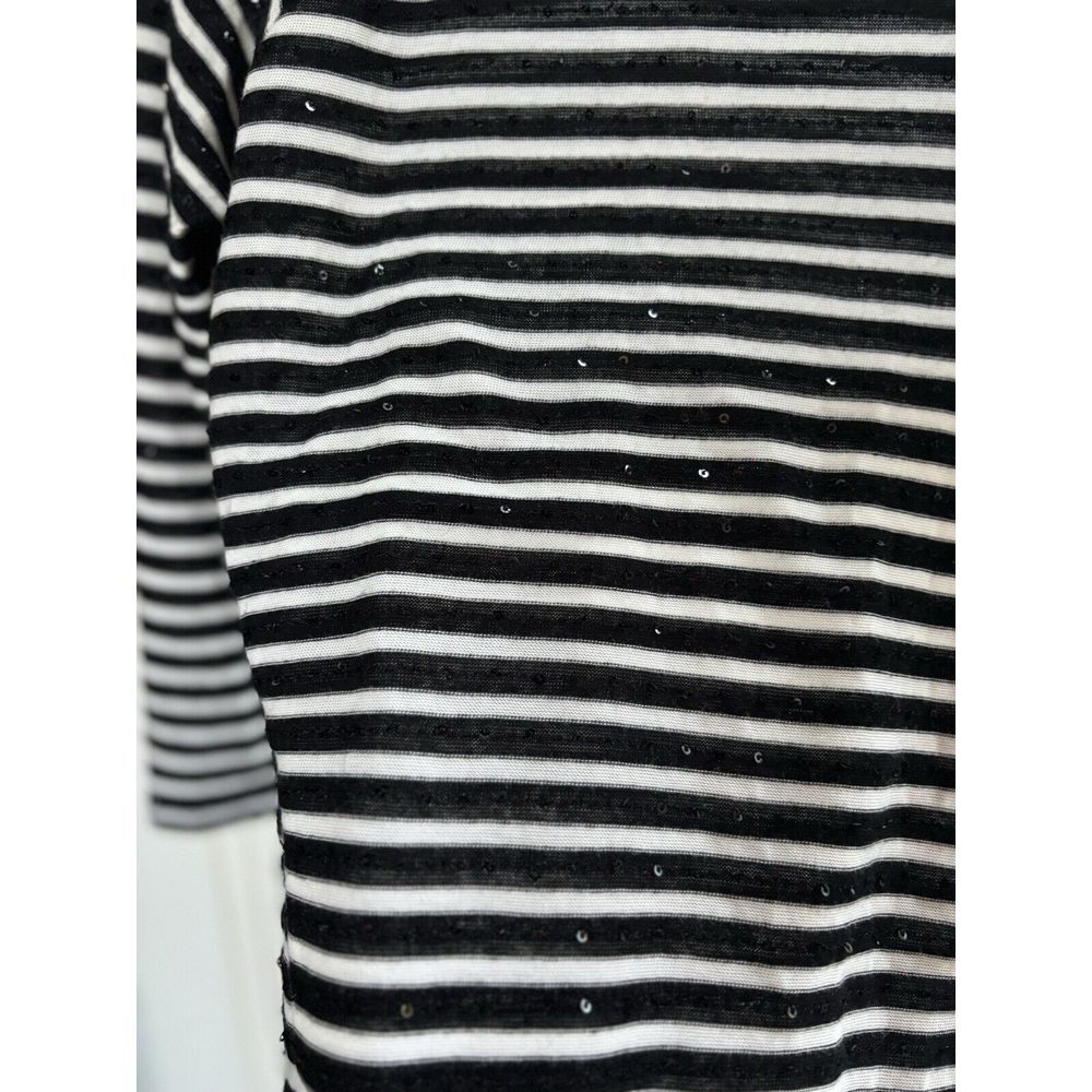 Two by Vince Camuto Striped Pullover Top Size XS sparkle Black And White - Picture 8 of 8